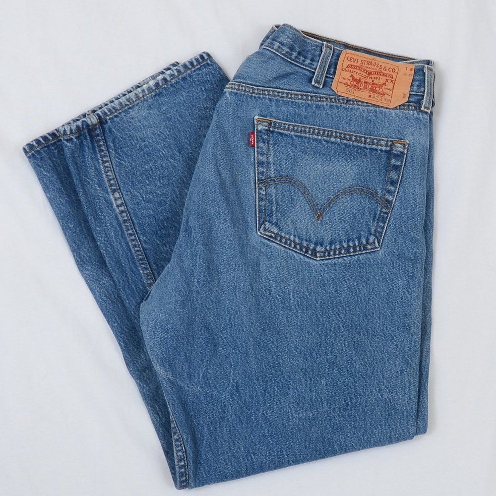Levi's 501 Straight Leg Button Fly Men's Big & Tall‎ 42 X 32 Blue Jeans